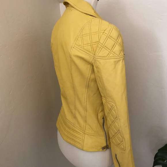 Buttery soft yellow moto jacket; Needle & Thread - Picture 3 of 6